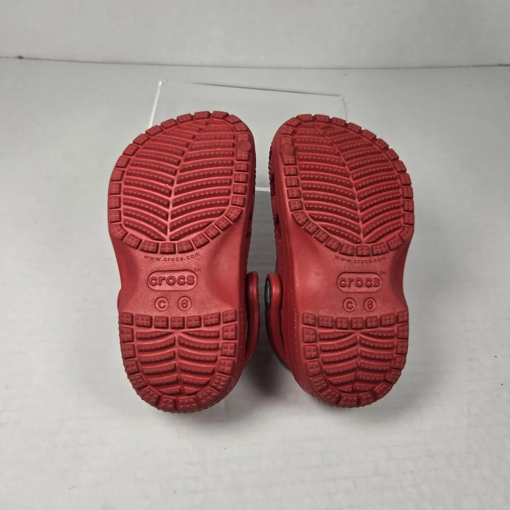 CROCS Red Classic Clogs Slippers Unisex Kids Size C6 Toddler Baby